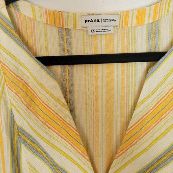 PRANA California Dreaming Maxi Dress In Golden Hour Stripe Pockets Cotton Sz XS - Picture 6 of 12